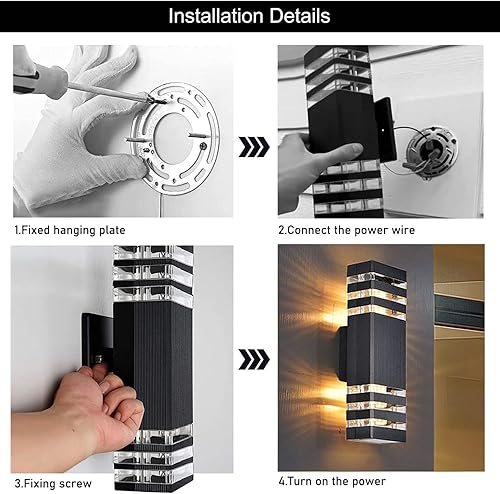 Miniatura 7 de TUORD Luces de pared LED para exteriores de 15 pulgadas, 4000 K, luz blanca de pared para exteriores, 18 W, cuerpo de aluminio, impermeable, IP65,