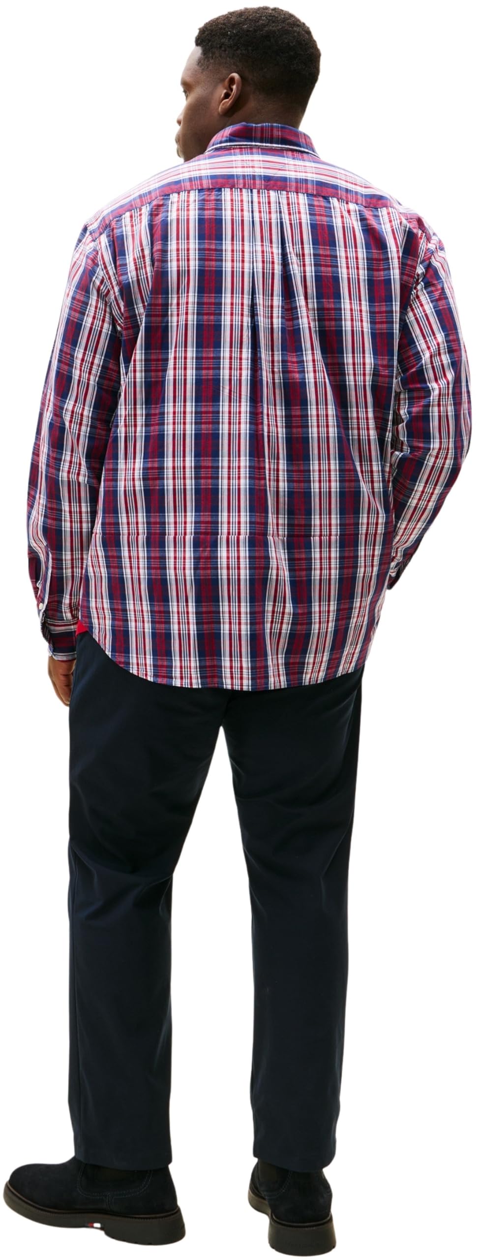 Tommy Hilfiger Męska koszulka BT - Flex POP średnia kratka MW0MW43034 L/S koszula, niebieska, 3XL_Plus, Niebieski (Preppy Navy/Check), 3XL