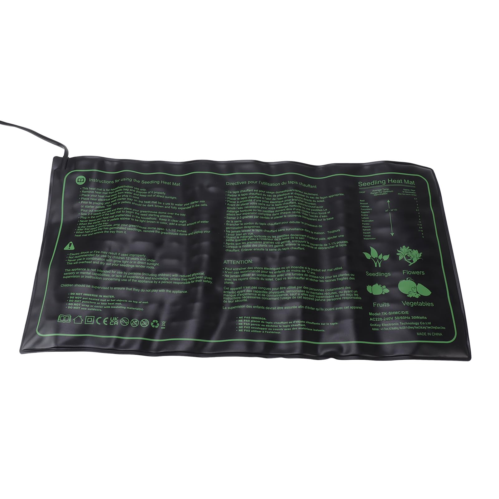 Zerodis Coussin Chauffant pour Semis, Contrôleur de Thermostat pour Tapis Chauffant étanche IP67 en PVC pour Plantes (Prise UE 220 à 240V)