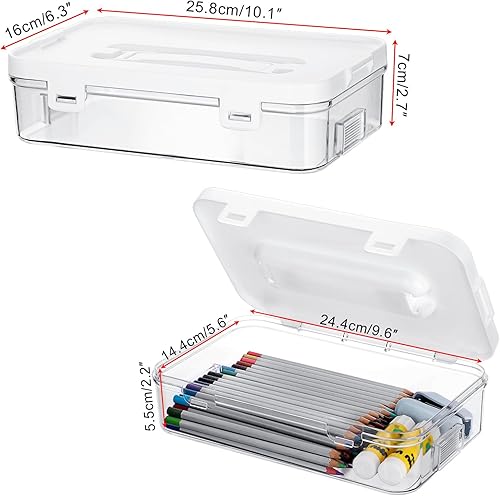 Miniatura 3 de BTSKY Contenedor de plástico transparente con tapa y asa, organizador de manualidades multiusos y caja de almacenamiento, caja de almacenamiento
