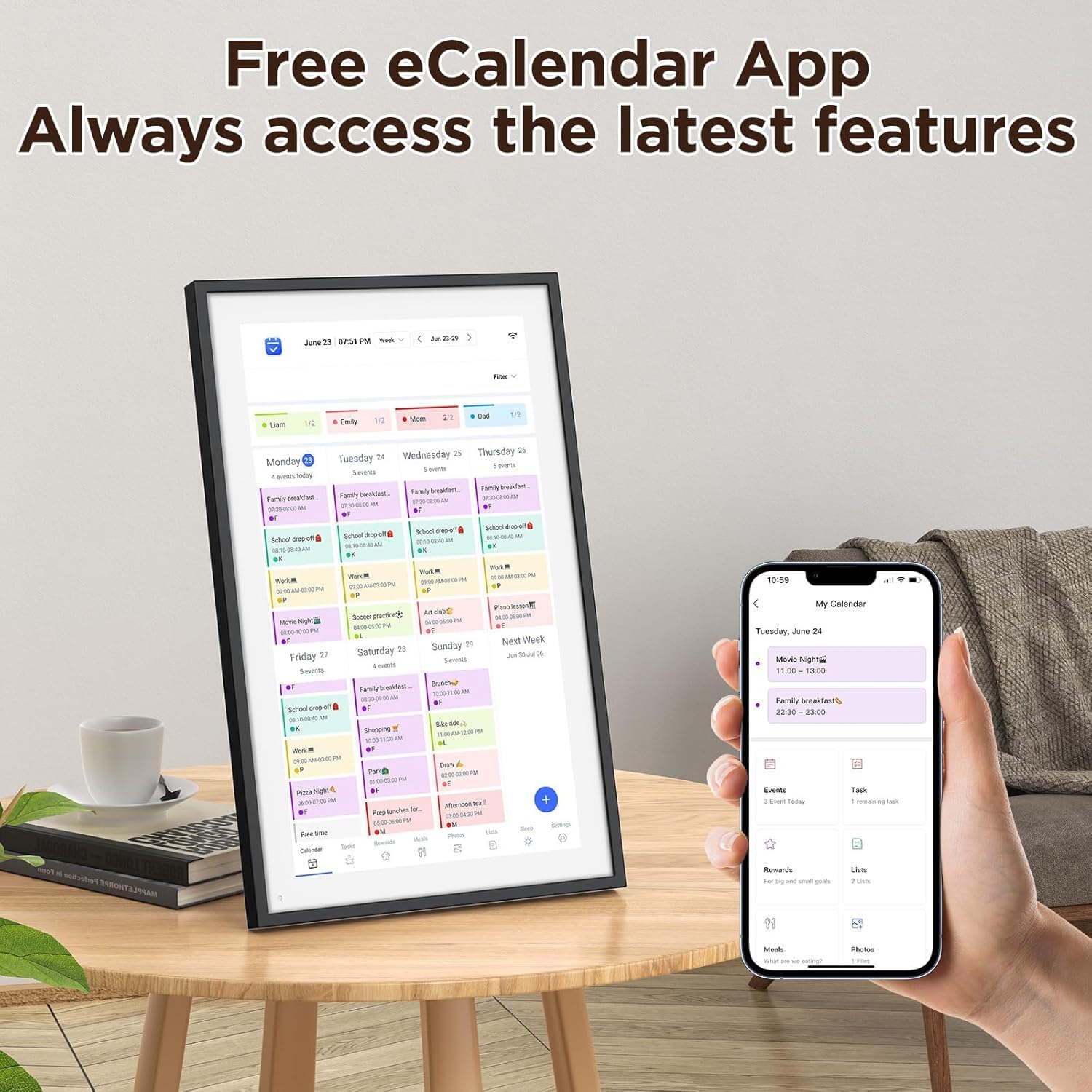 10.1 Cali Smart Digital Calendar, HD Touch Ecreen Planner, Home Interactive Electron Calender, Planner Cage for Family Office