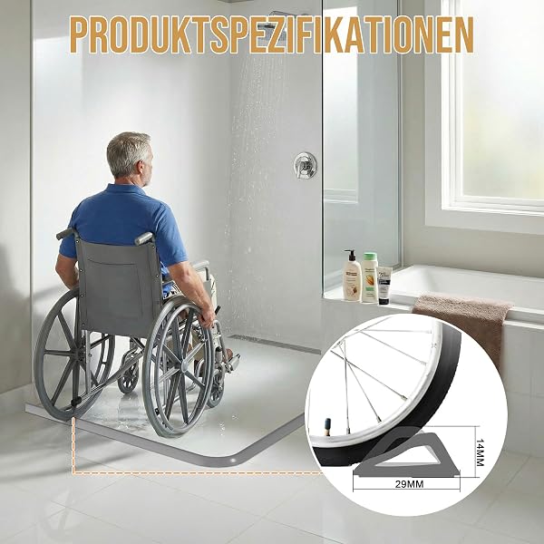 Symyda Schwallschutzleiste Dusche & Duschdichtung - Selbstklebend mit Haftvermittler - Hohl Dreieck Design als Wasserdamm und Barrierefreie Schwelle für Walk-in Dusche, Badezimmer, Einfach Montieren - 4