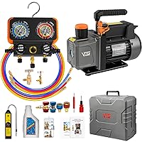 Vista 11 de 4.5 CFM Bomba de vacío y juego de medidor de aire acondicionado, para sistemas Mini Split/HVAC/Auto, kit de manómetro de colector compatible