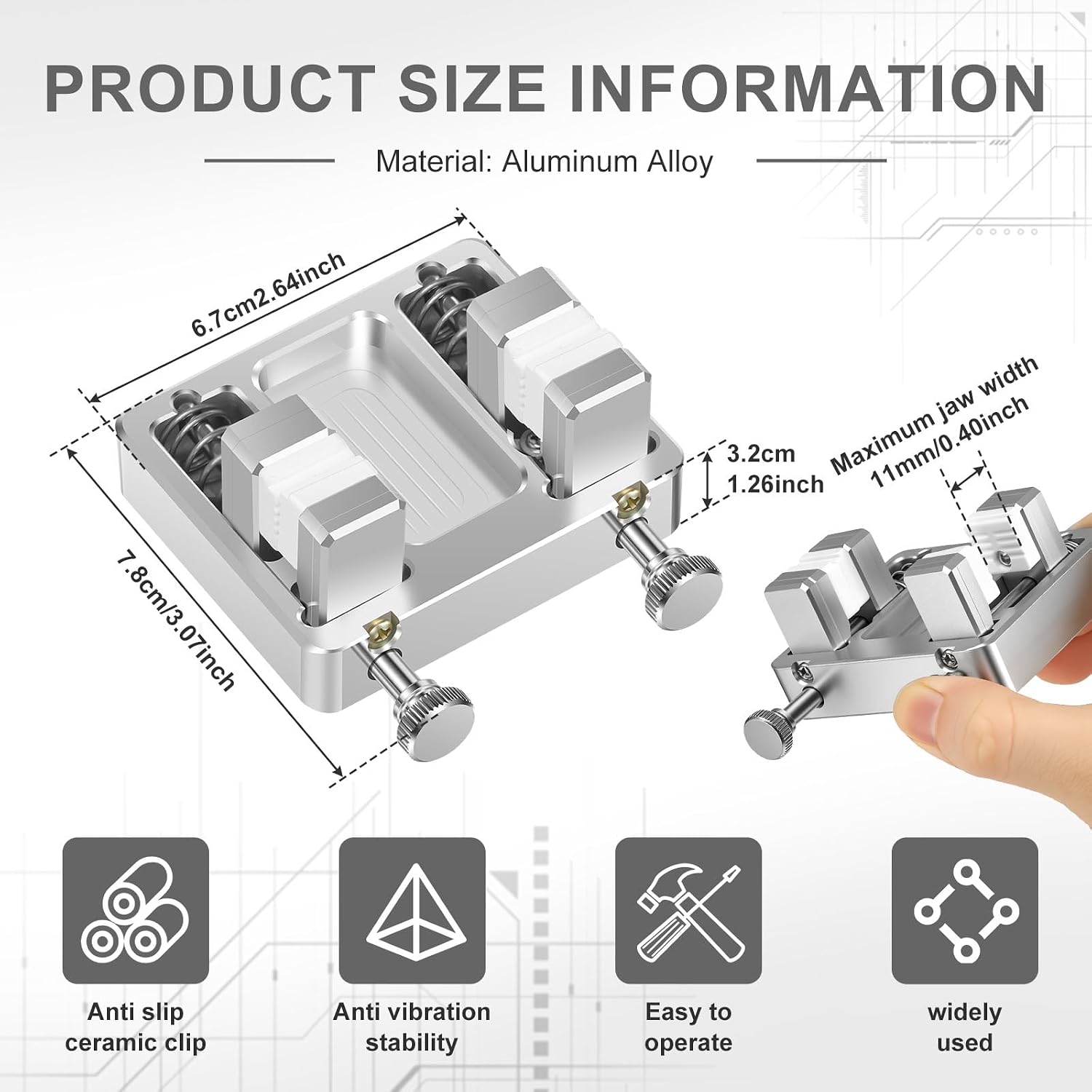 Heavy Duty Soldering Clamp with Ceramic Jaw, Adjustable Precision Welding Fixture, Hands-Free Stable Wire Welding Holder for Circuit Board, PCB, Wire & Jewelry Soldering image 2