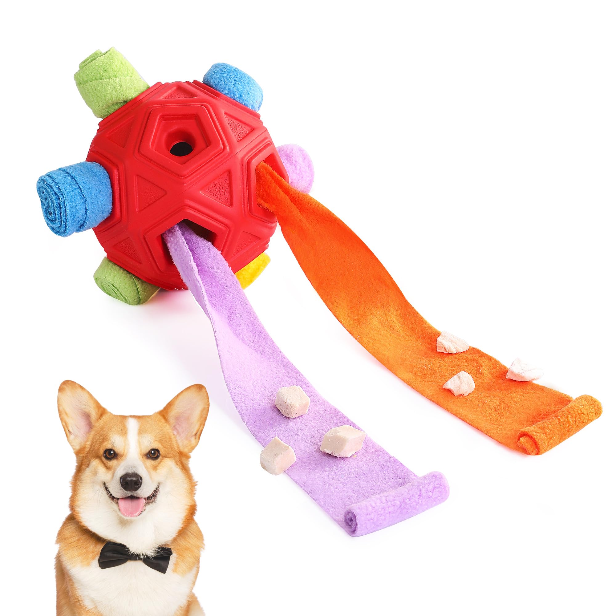 Lmhce Dog Snuffle Ball Toy, Interactive Dog Puzzle Ball, Encourage Natural Foraging Skills Slow Feeder Training Dog Sniff Toy (Red)