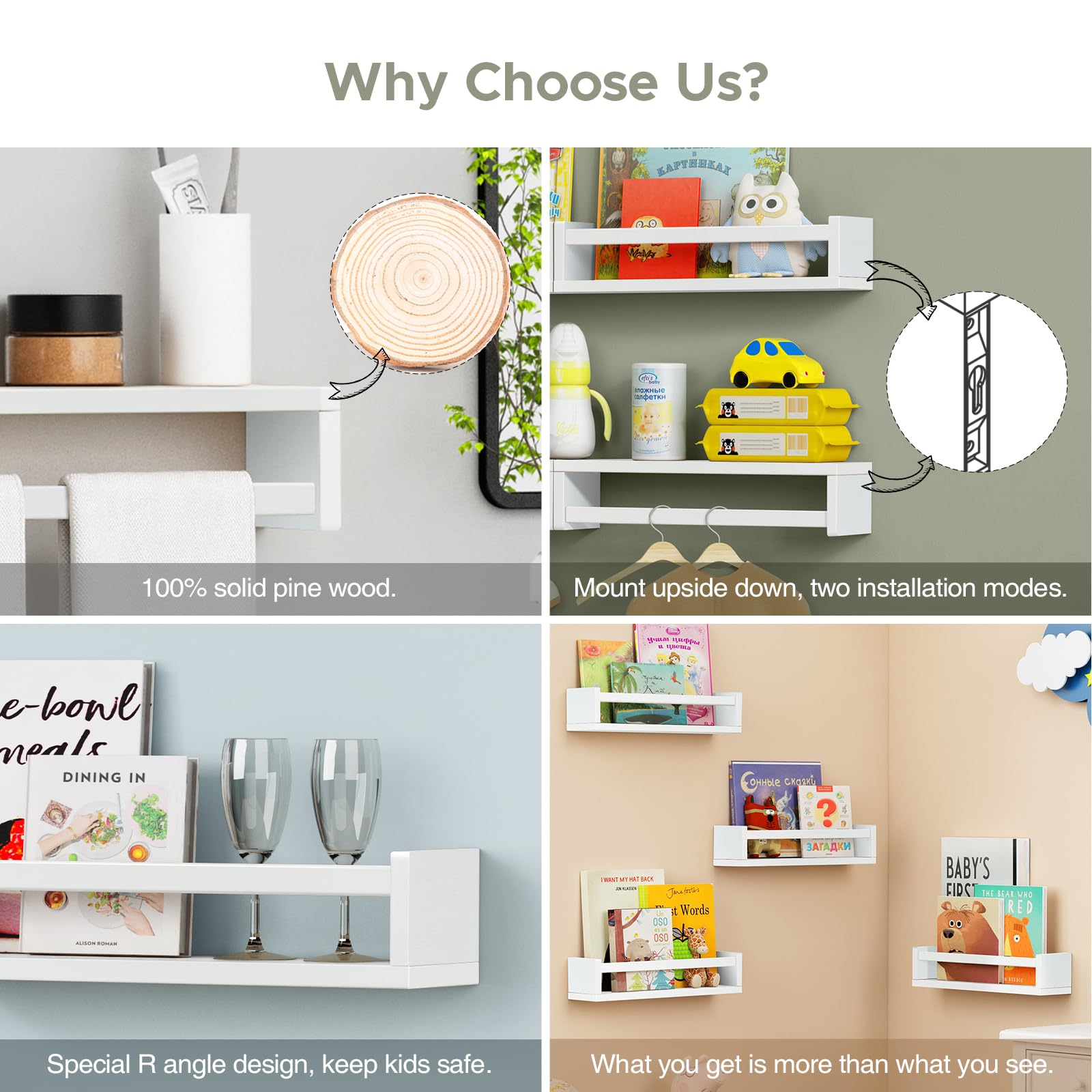 Floating Nursery Shelves - Kids Room Book Storage -7