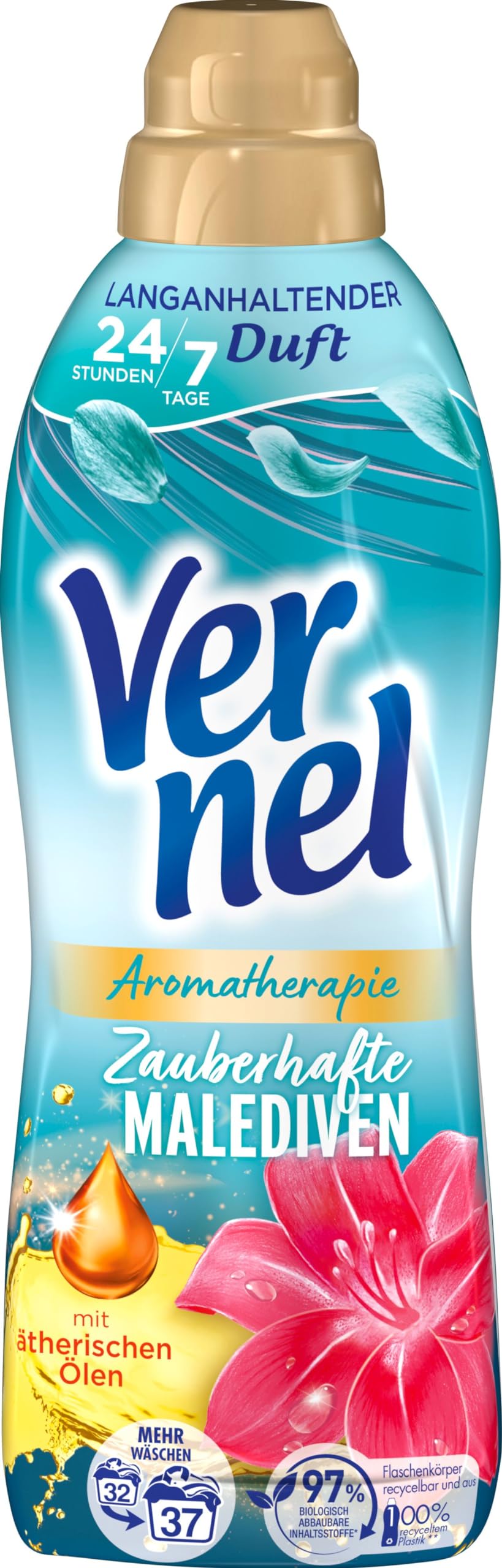 Vernel Aromaterapia Uroczy środek zmiękczający Malediwy 32 prania, długotrwały zapach z olejkami eterycznymi
