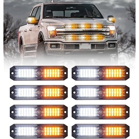 Wsays 12 LED White/Amber Strobe Light Kit - 8 PCS Surface Mount With Controller For Trucks & Emergency Vehicles - View #9
