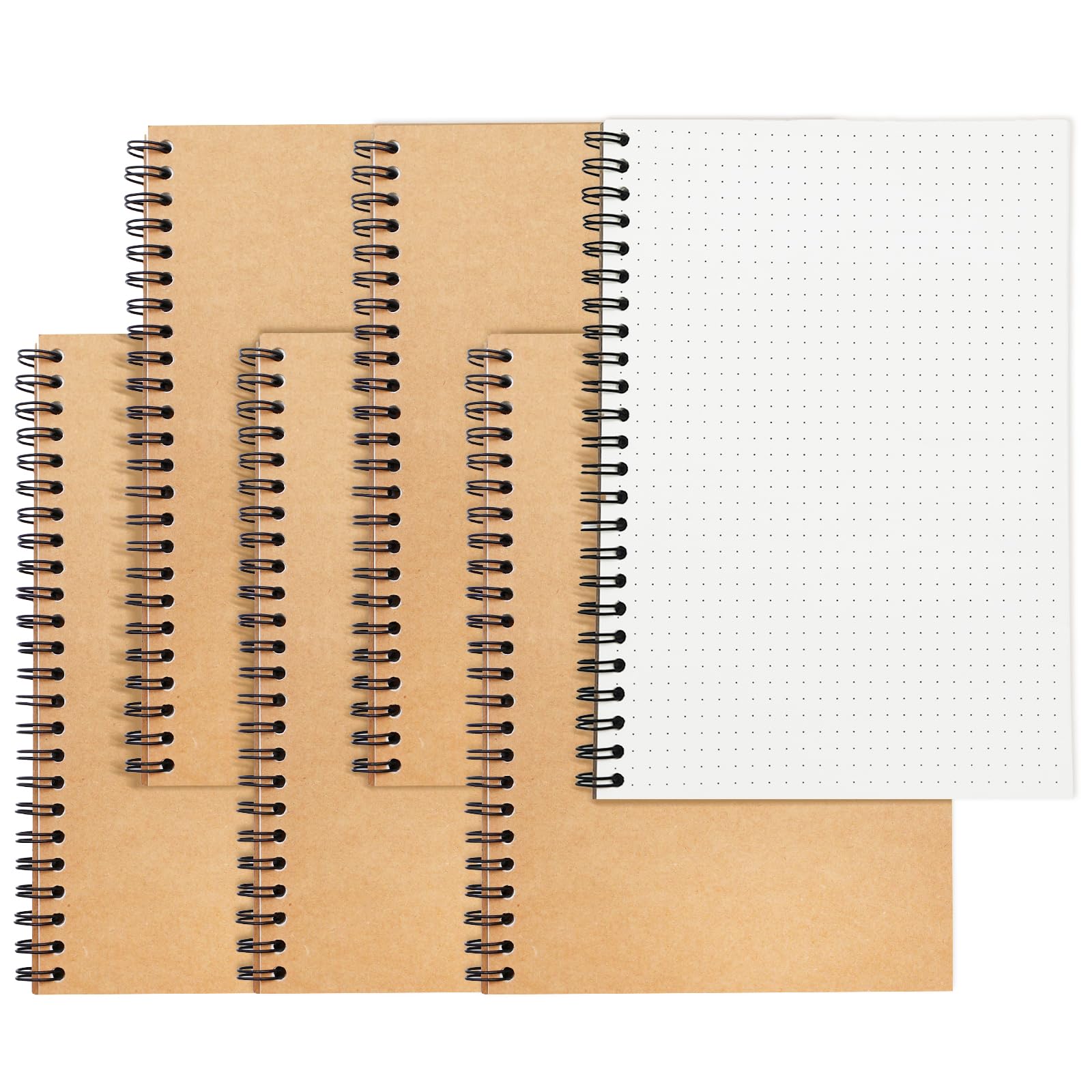 RITOLLO A5 Dotted Spiral Notebooks, 6 Pack – 5mm Dot Grid Paper, 120 Pages per Notebook, Double Wire Binding, Portable Notepads for Journaling, School & Office (Dotted)