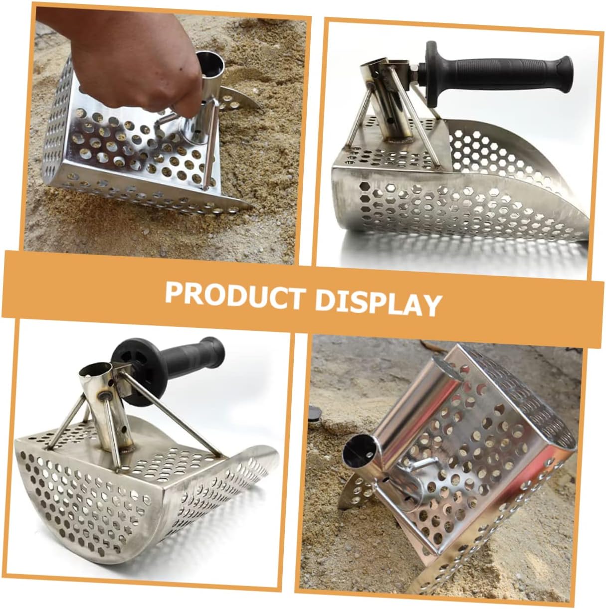 Sturdy Stainless Steel Beach Shovel Metal Detecting Tool Sand Scoop Sifting Shovel for Outdoor Activities