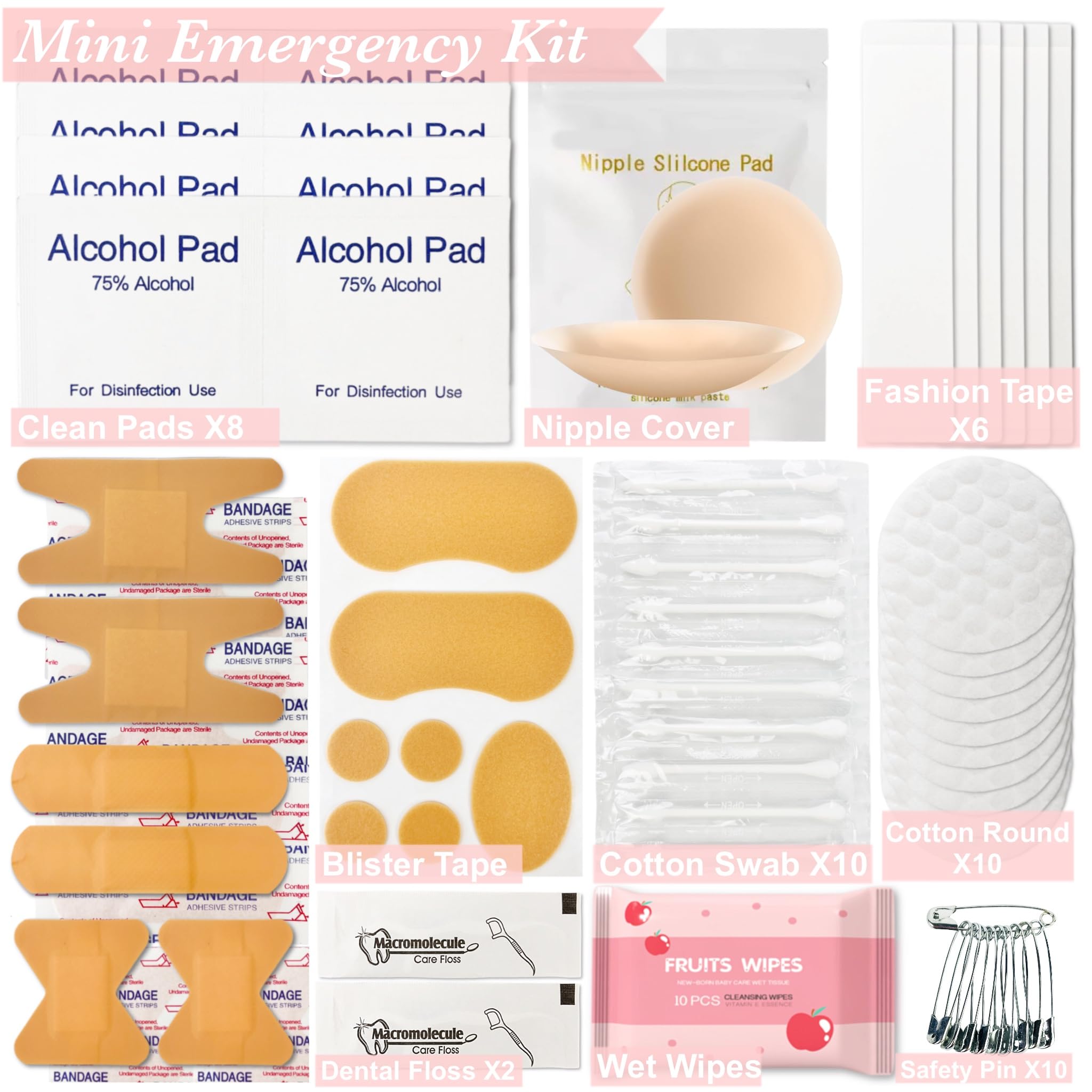 ARK Survivor Kit di emergenza per matrimonio da donna, 39 elementi essenziali per la sposa, squadra, sposa, kit da viaggio tutto in uno, per la cura della persona, set da viaggio da donna