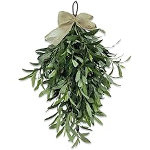 Upgraded 24" Artificial Olive Branch Teardrop Swag for Front Door Fuller Realistic Faux Olive Leaf Greenery Wreath, Farmhouse Rustic Door Decoration for Wall, Porch, Indoor Outdoor Year Round Decor