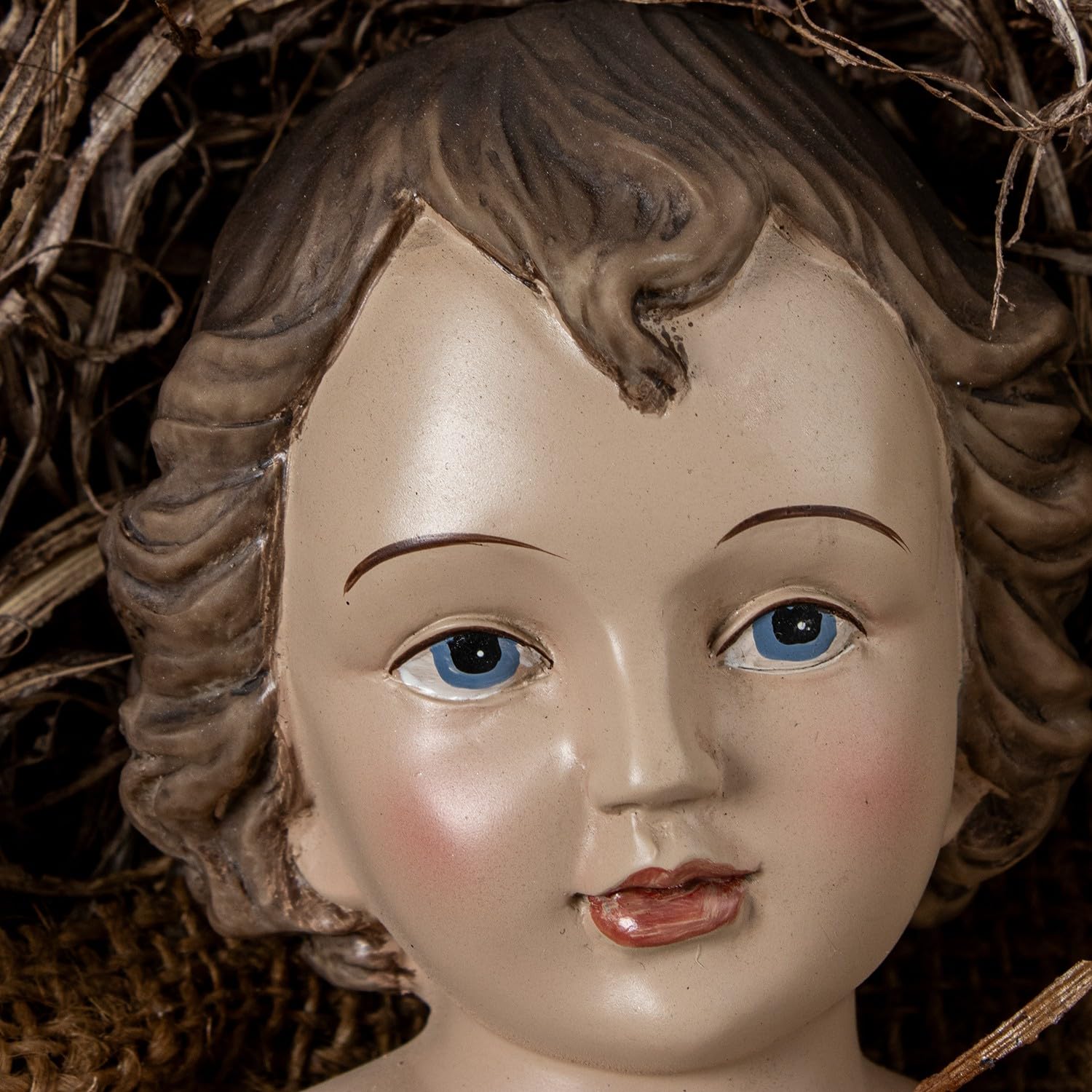 DRW Figurine d'un Enfant Jésus dans Une crèche en résine Beige et Marron 20 x 31 x 25 cm