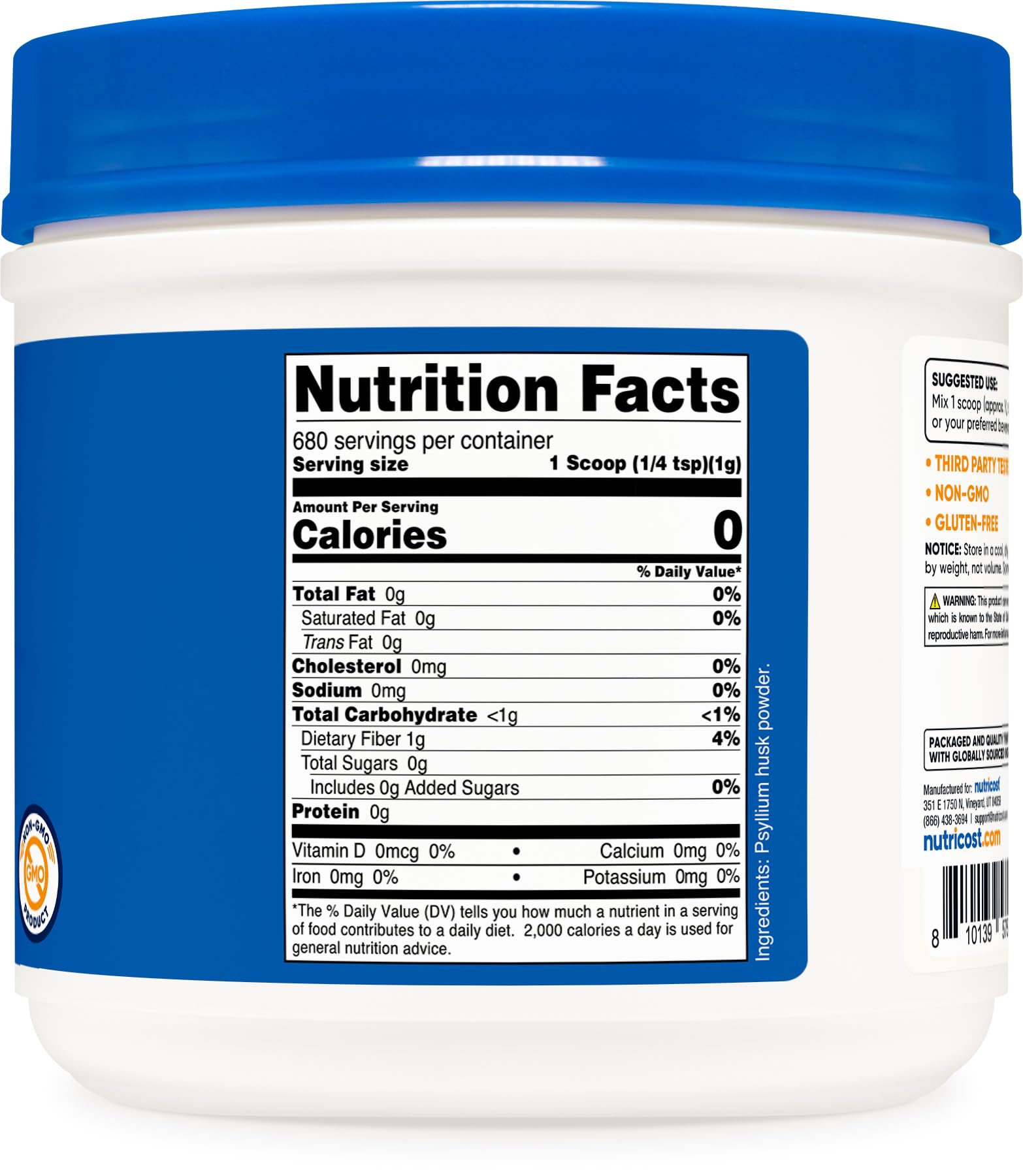 Nutricost Psyllium Husk Powder (1.5 Pounds) - GMO-Free, Gluten-Free — Amazon image 4