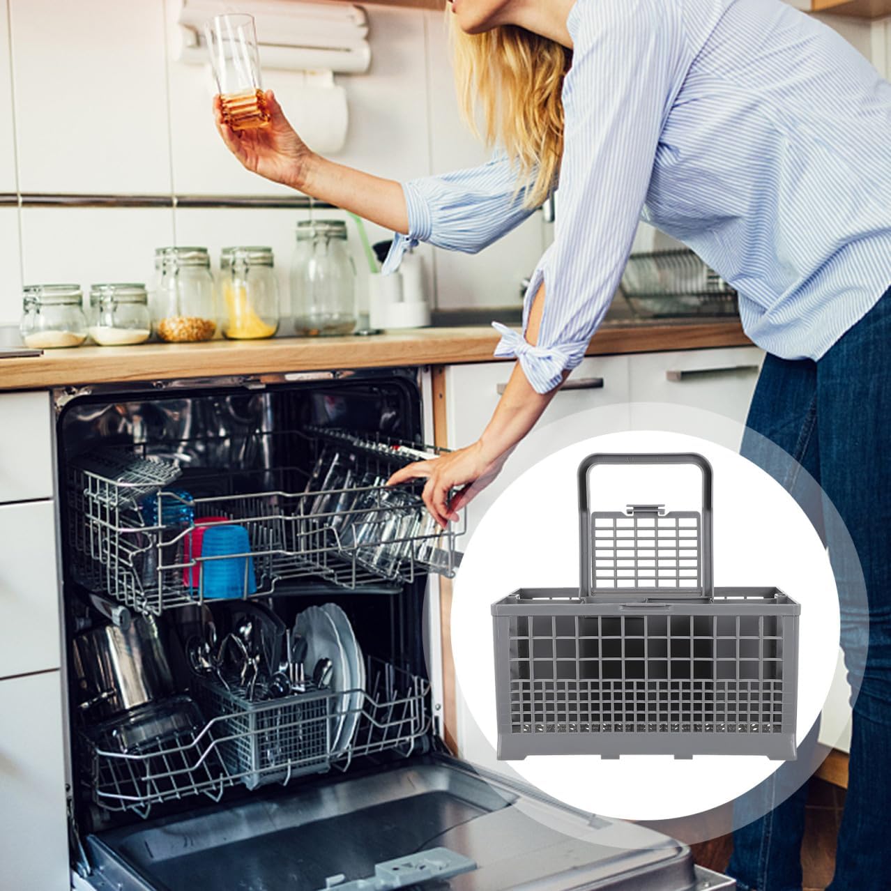 Universal Dishwasher Cutlery Rack with Handle ABS Multi Compartment