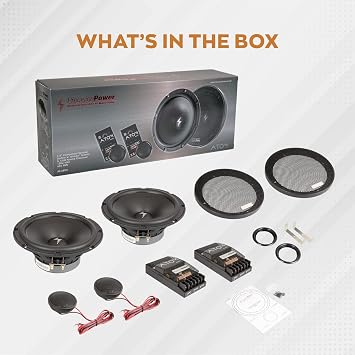 Precision Power Atom AS.65C2 | 6.5 High Fidelity Component Speaker System, 120W Max 4-Ohm Car Speakers with 1 Tetoron Fabric Dome Tweeters, Crisp and Clear 65Hz20kHz at 89.6dB