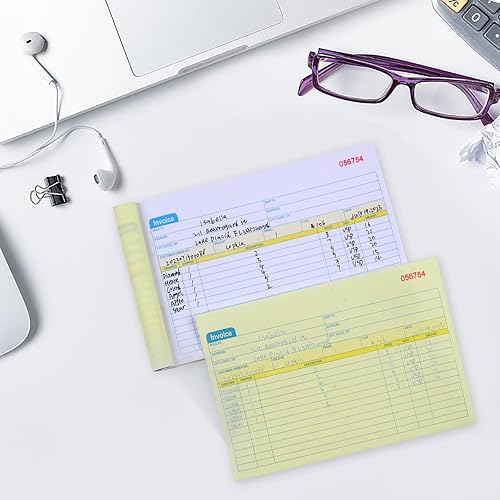 Miniatura 3 de Paquete de 2 cuadernos de facturas para pequeñas empresas de 2 partes, sin carbono, 5-18 x 7-2932 pulgadas para pequeñas empresas, libro de recibos
