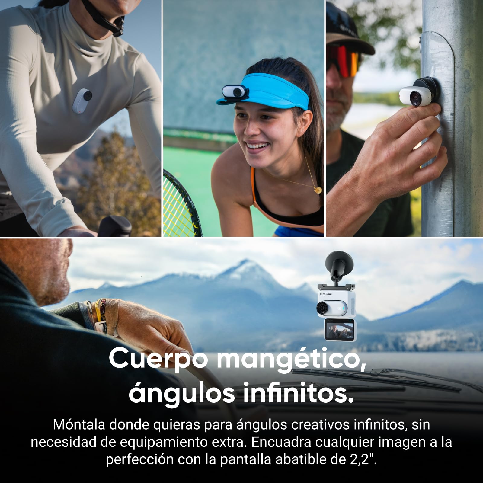 Insta360 GO 3S Paquete de Acción - Cámara Vlogging 4K, POV Manos Libres, Móntala Donde Quieras, Estabilización, 140 Min de batería, Impermeable 10 M, Edición IA, Apple Find My, Vlog, Viajes, Blanco
