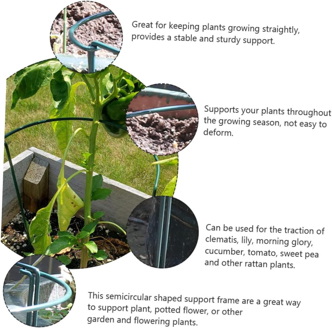 4pcs Flower Support Rack Semicircular Plant Support Frame Ring for Climbing for Garden