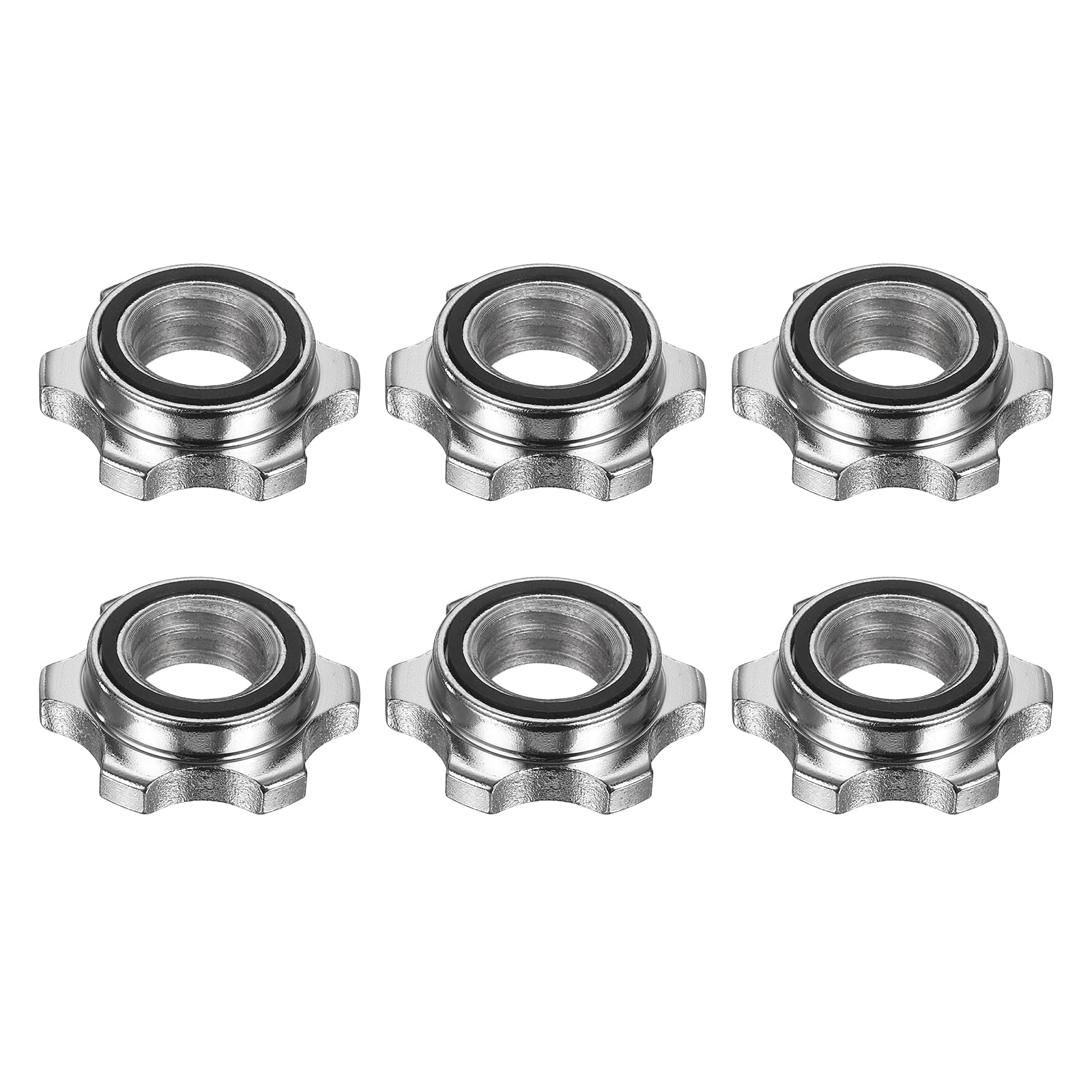 YELARXI Dumbbell Collars, Barbell Spin Lock Hex Nuts Anti Slip Weight Clip 1" & 4 Pack & Steel & Silver - Fitting for (1" Standard Barbell - Dumbbell - Weight Lifting)