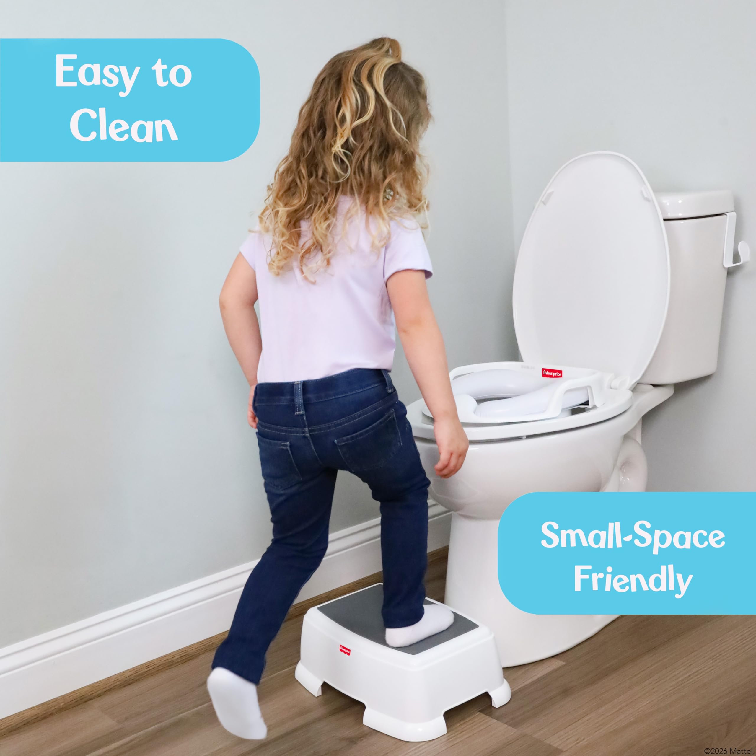 Fisher-Price Sgabello per bambini, con parte superiore testurizzata antiscivolo, base ampia e stabile, leggero per imparare a usare il vasino per bambini, sgabello da bagno e lavandino per i più