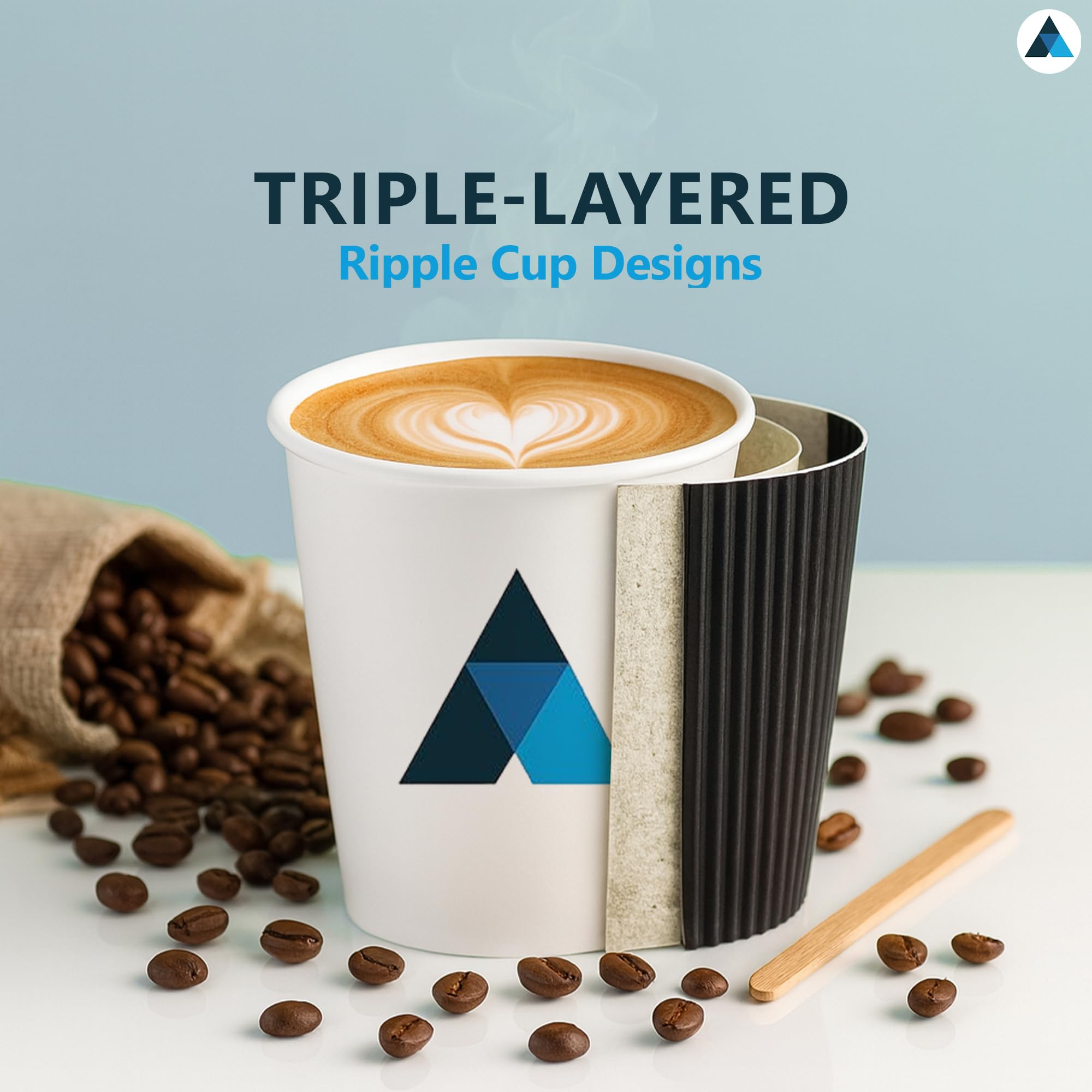 Lot de 200 gobelets jetables en papier kraft de 473,6 g | Gobelets en carton ondulé pour boissons chaudes et froides | Tasses de camping | Tasses à thé | Tasse à café | Tasses à