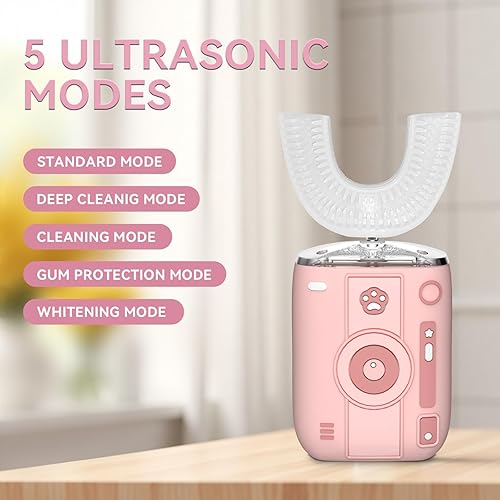 Miniatura 5 de Cepillo de dientes eléctrico automático sónico para adultos, limpieza oral de 360, blanqueamiento de manchas, IPX7 impermeable recargable, cabezal