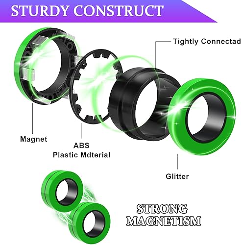 Vista 19 de Cevioce Paquete de 15 anillos magnéticos Fidget Toys Finger Spinner Pack