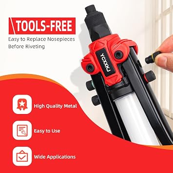 Rivet Gun 1/4 Pop Rivet Gun Kit with 210 Rivets 13 Full Metal Heavy Duty Dual Hand Rivet Gun Tool Kit with 5 Nose Pieces Metal Gutter for Car