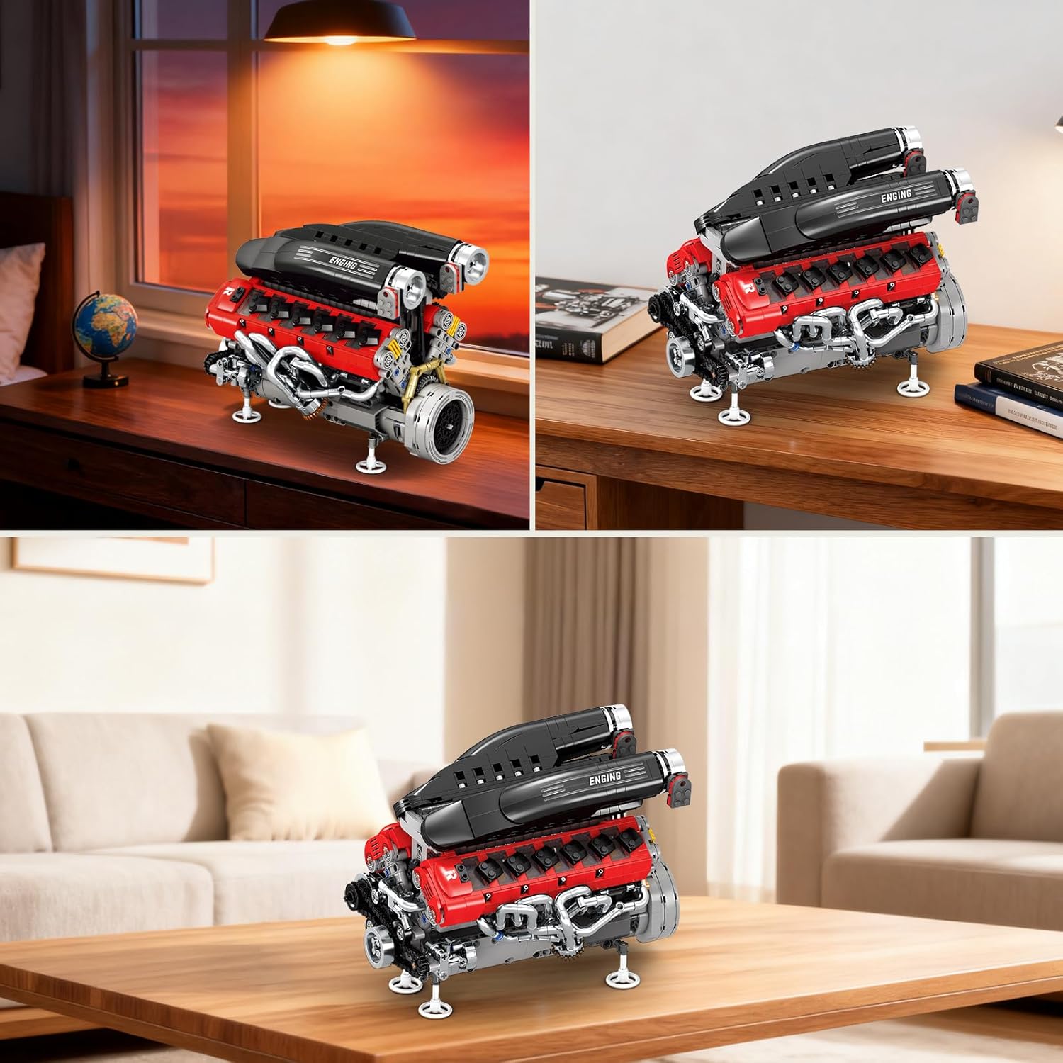 Reobrix V12 Engine Building Kit for Adults, 65° V-Angle Supercar Engine Model with Motor, Precision Mechanical Model Engines Kit for Display & Collection, STEM Gift for Car Enthusiasts