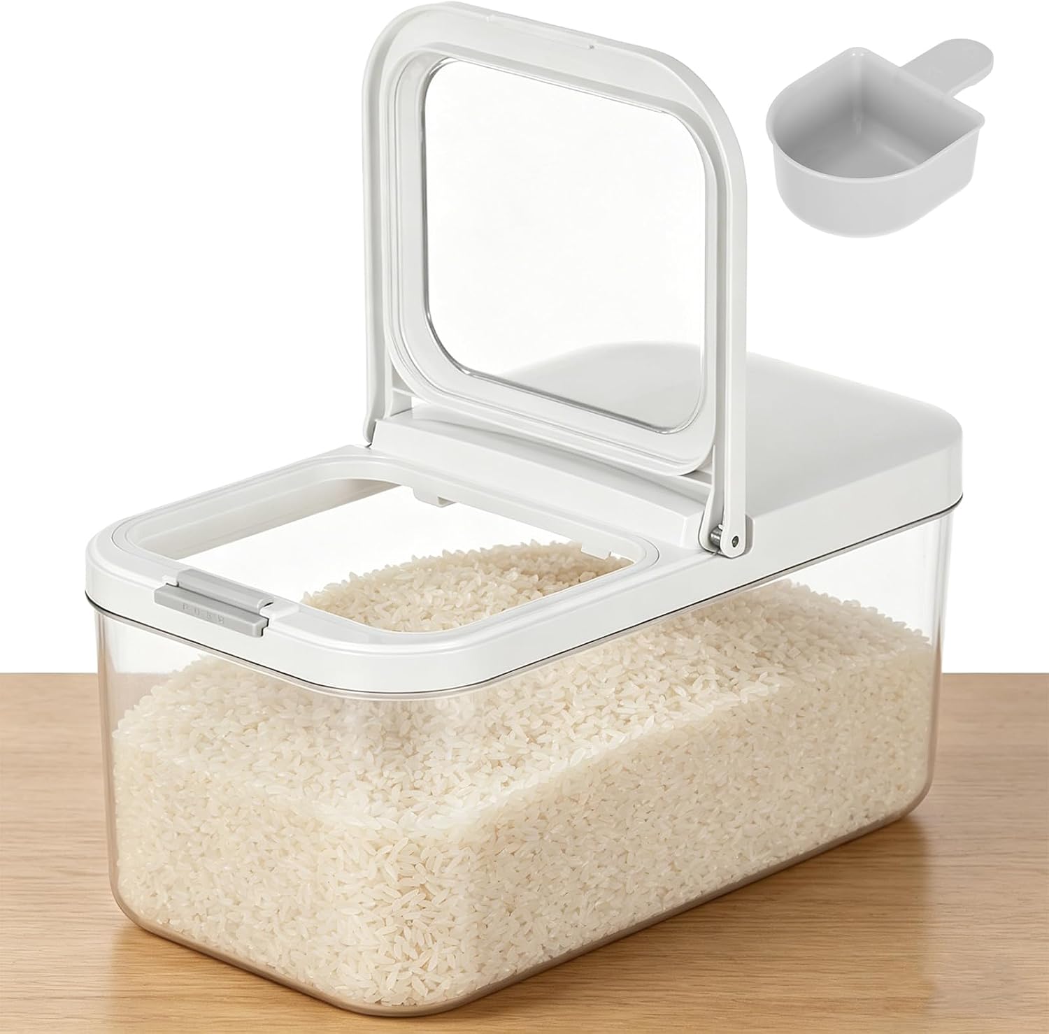 11 lbs Rice Dispenser with Measuring Spoon 6Qt/6L Tall and Narrow Food Storage Flour Bin Large Airtight Food Storage Rice Container for Kitchen Pantry Organization Slim Space-Saving
