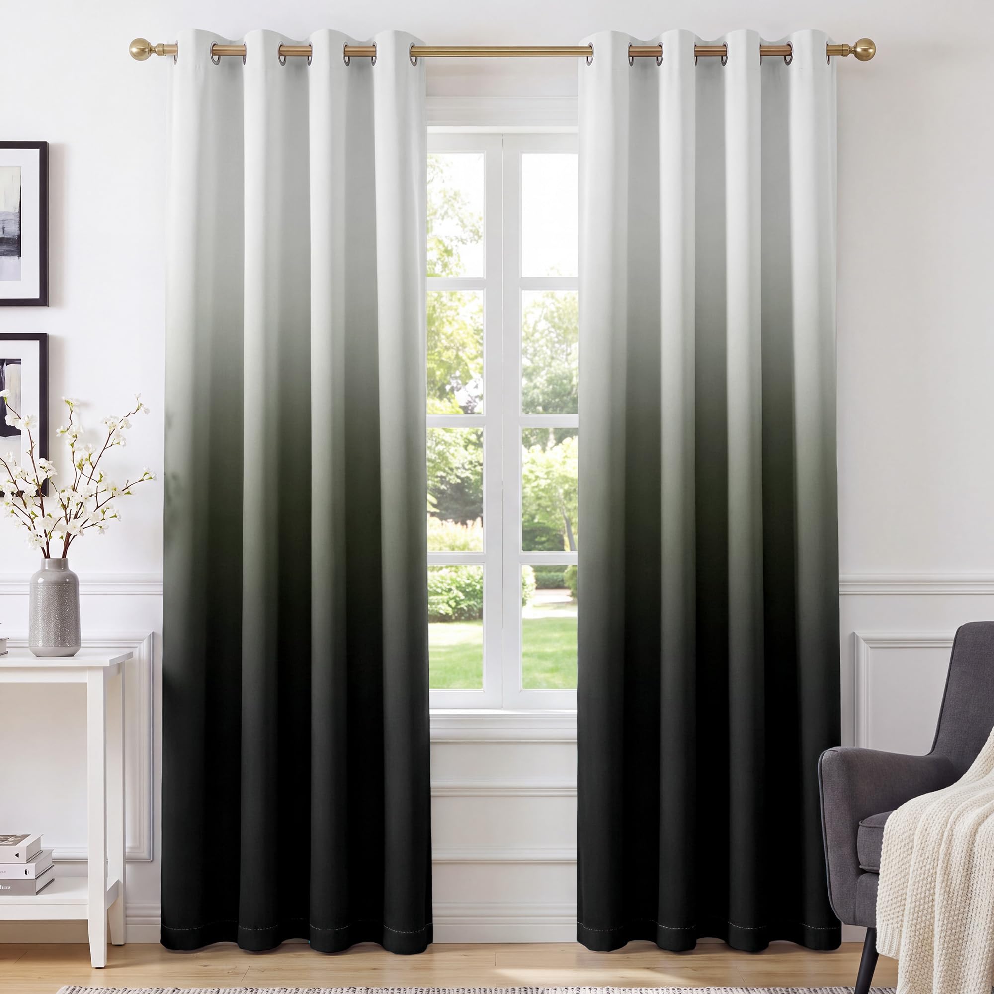 PONY DANCE Blackout Curtains for Bedroom, Gradient Black, 2 Panels, 52x84 โ image 1