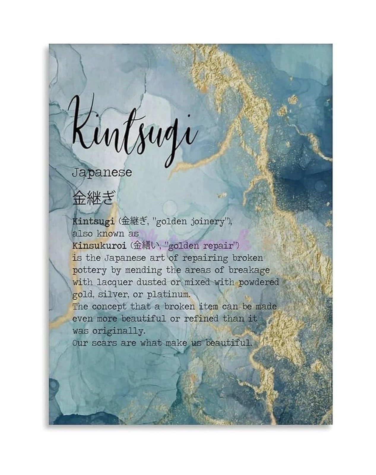 The Art of Kintsugi Wabi Sabi Zen Mindfulness Canvas Print Wall-Art for Living Room Bedroom Home Decor(Unframed,12x18inch(30x45cm))