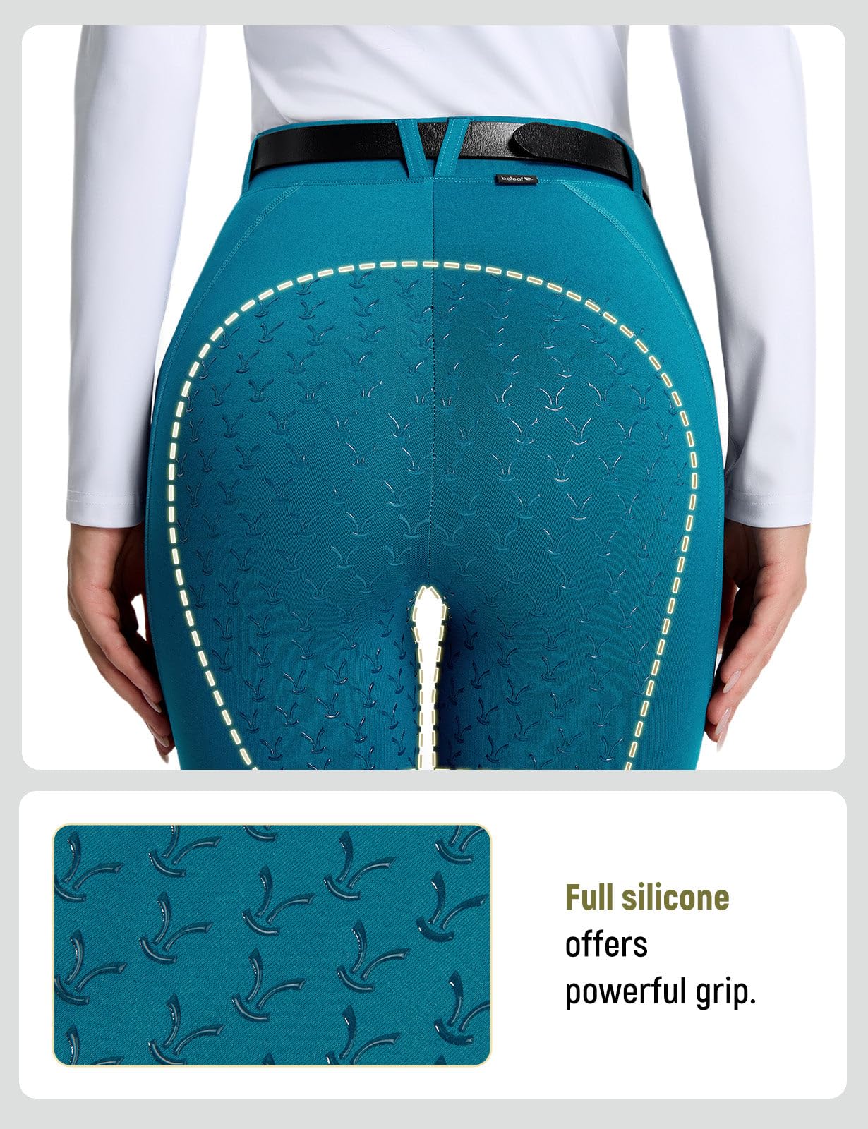 baleaf - Pantalón de equitación para mujer, cintura alta, elástico, leggings de silicona antideslizante integral, con bolsillos y trabillas de cinturón