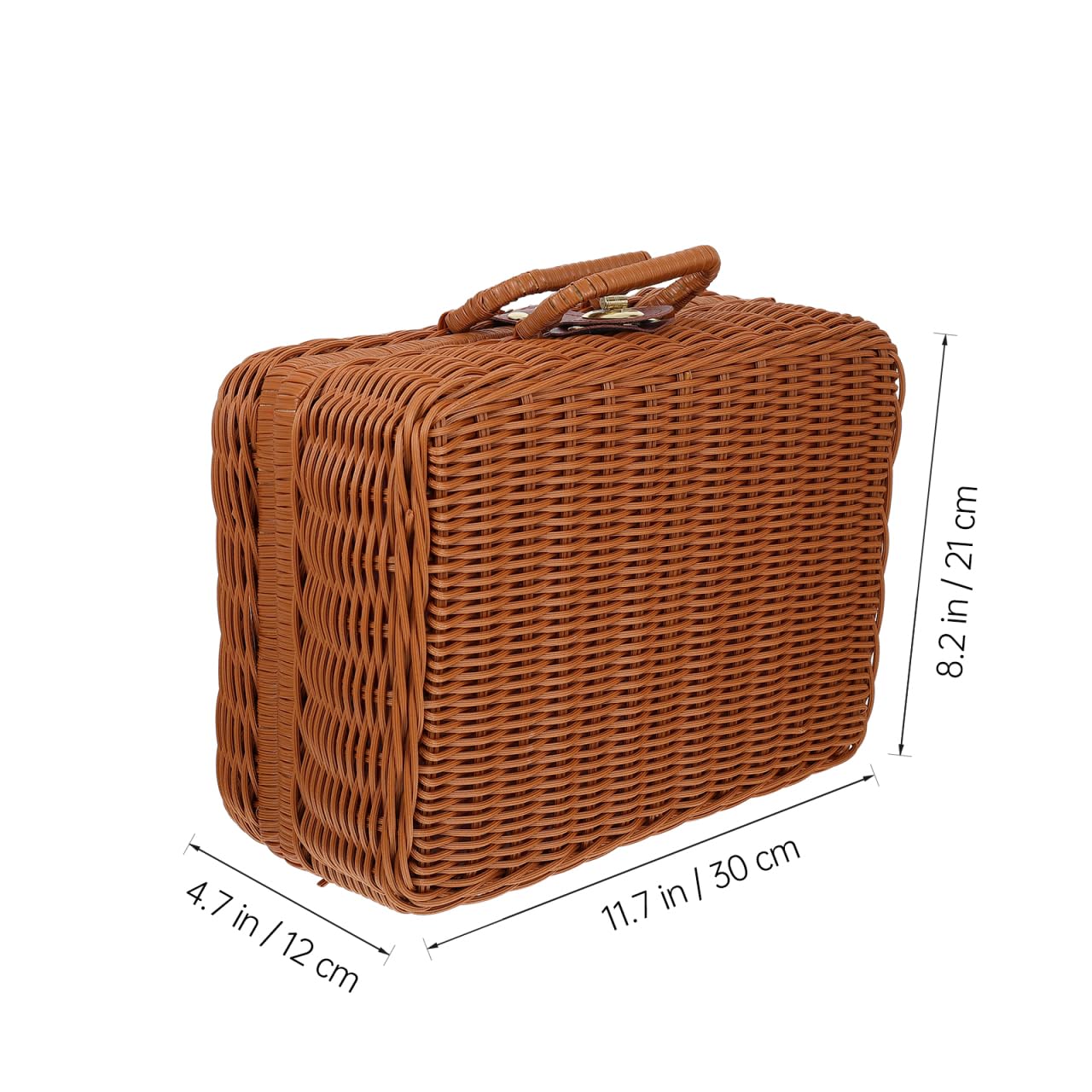 Tomaibaby Geflochtener Nachahmung Rattan Koffer Mit Schloss Und Auskleidung Kompakter Handgewebter Koffer Für Aufbewahrung Picknick Und Garten 12X8X4 Zoll