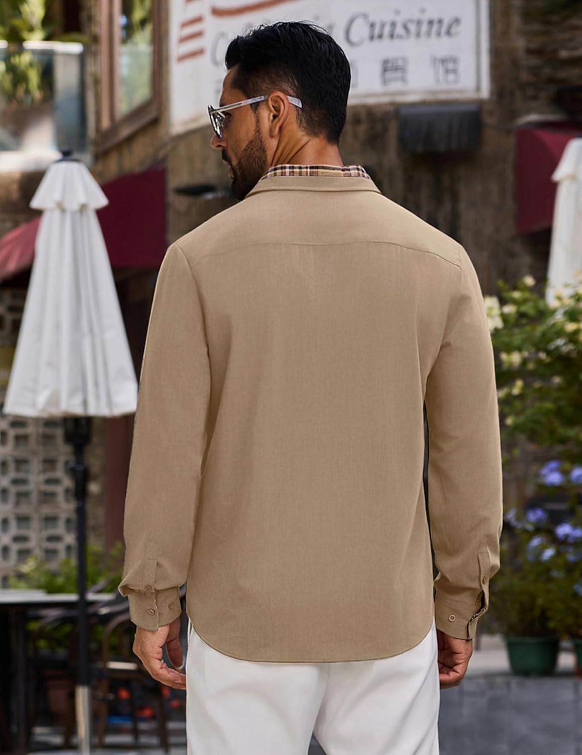 Vssjavun Mens Long Sleeve Button Down Shirt Plaid Collar Casual Regular Fit Untucked Dress Shirts - Image 7