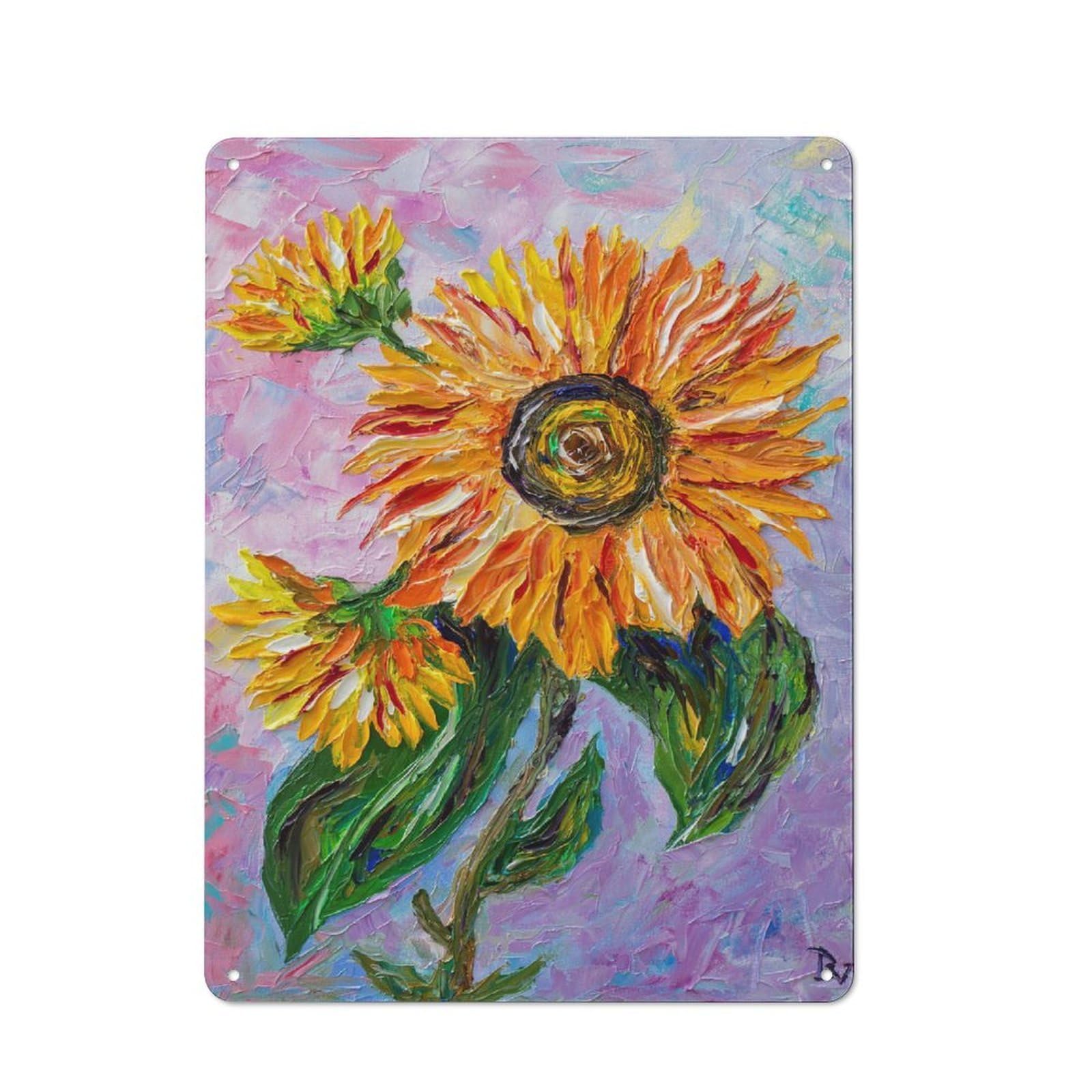 Junmoney Style-22 For Studio Or Craft Room, Sunflower Rustic Tin Wall Plaque 40X30cm, For Vintage Wall Decor Fans, For Metal Sign Collectors