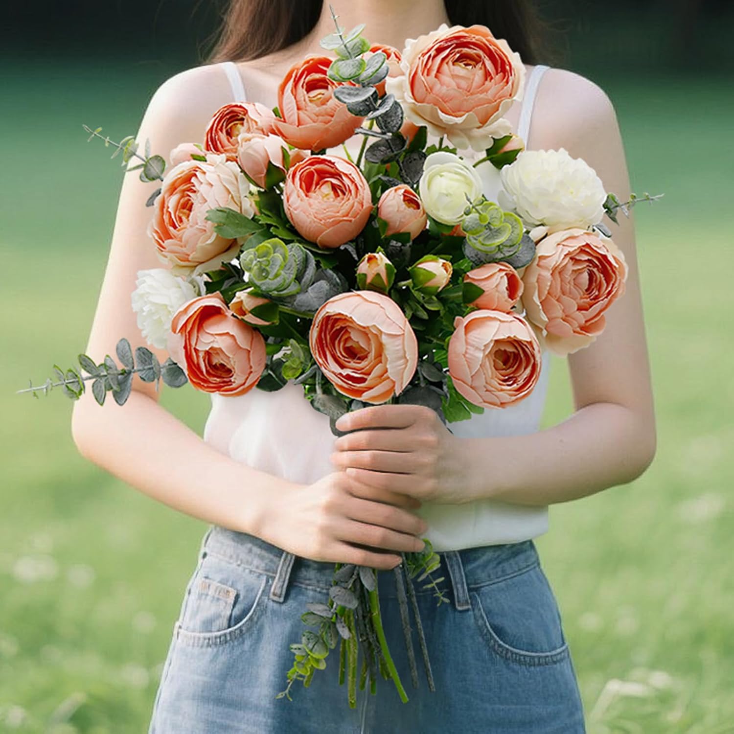 9 Pcs Ranunculus Artificial Flowers 17.3", 27 Heads Faux Silk Ranunculus with Long Stems, Fake Flowers for Home Decor Indoor, Wedding Bouquets Centerpiece (Pink)