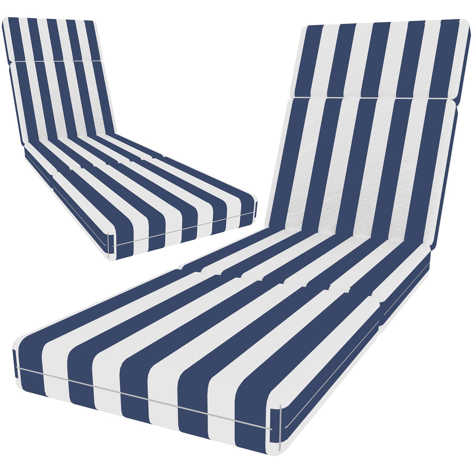 2 Pcs Chaise Lounge Cushions Outdoor, 72 x 21 x 4 Inch Lounge Chair Cushions for Outdoor Furniture - Waterproof Lounge Patio Replacement Cushion, 4In Fade-Resistant ThickPatio Chaise Lounge Cushion