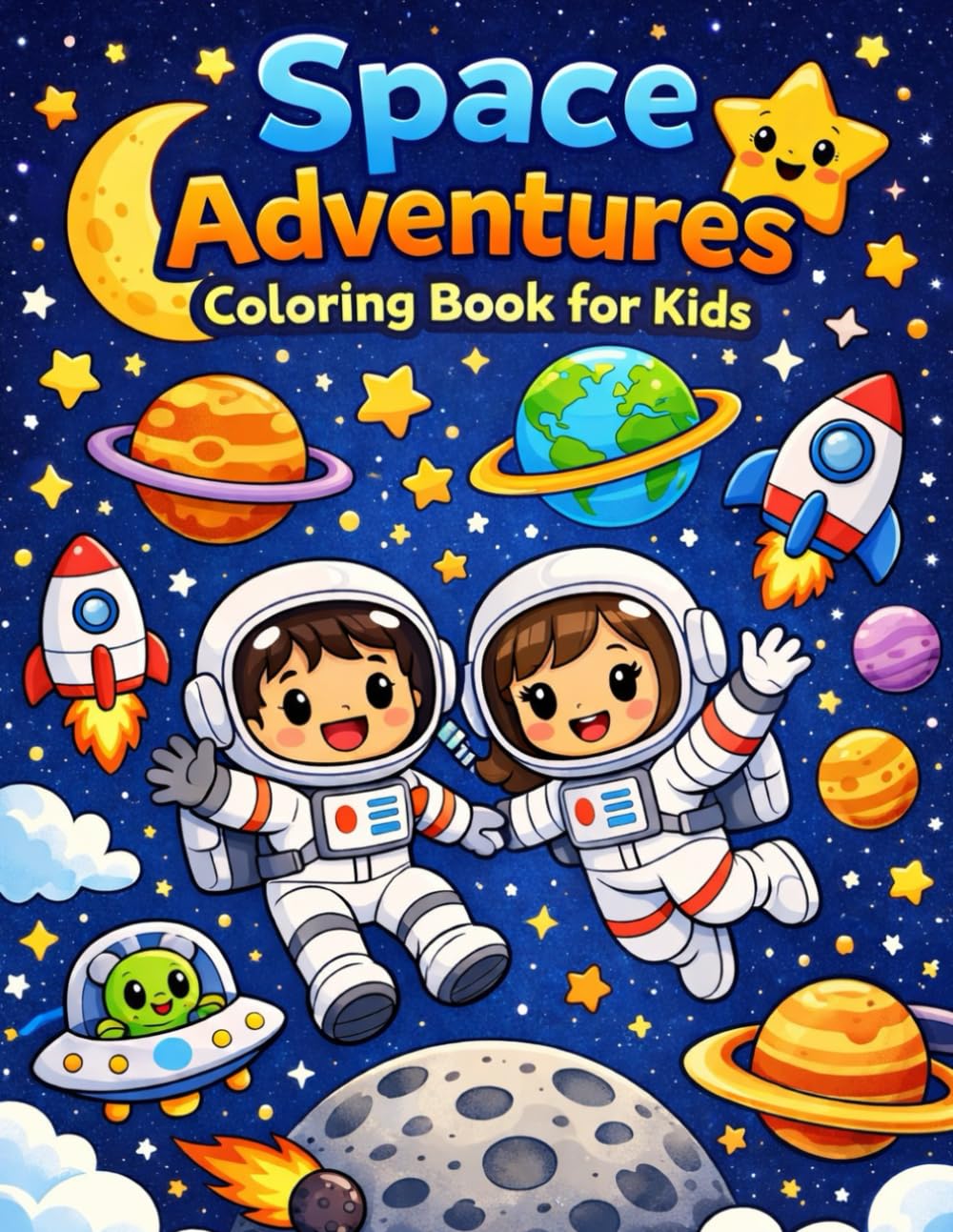 Space Adventures Coloring Book for Kids: Fun Astronauts, Rockets, Planets, and Outer Space Scenes to Color and Explore