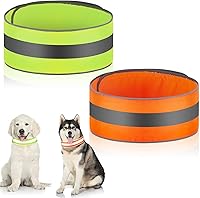 Paterr Reflective Dog Collars 2 Pack - High Visibility Adjustable Quick Release for Small Medium Large Dogs, Orange Fluorescent Green