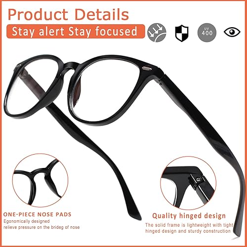 Miniatura 8 de Henotin Paquete de 6 lentes de lectura para mujeres y hombres, bloqueo de luz azul, elegantes lectores de computadora con funda de cuero