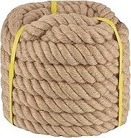 1-1/2 Inch x 50 ft Twisted Manila Natural Jute Hemp Rope - Heavy Duty for Swings, Docks, Tug of War, Crafts, Railings & Landscaping