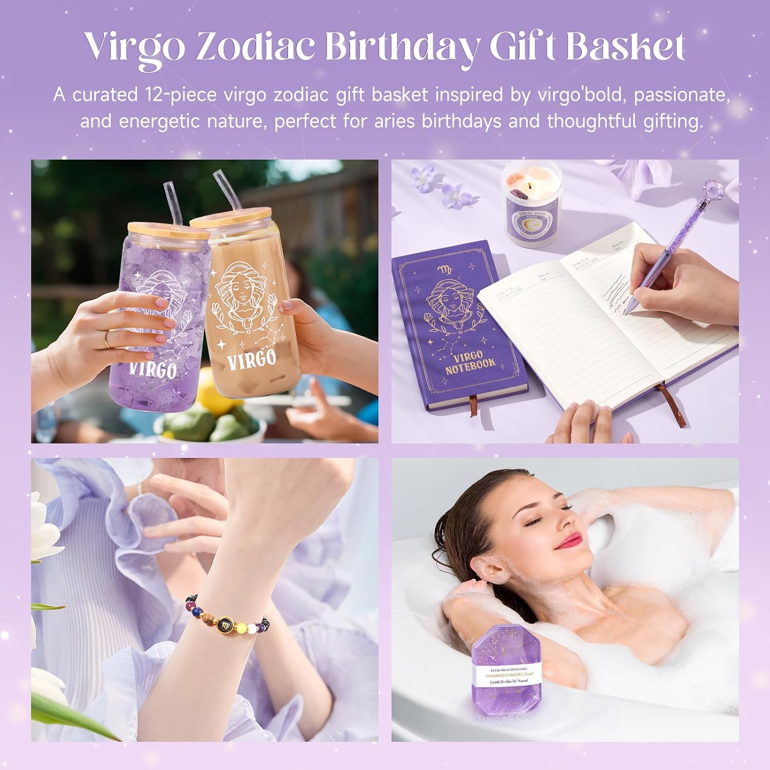 Virgo Gifts for Women, 12PCS Purple Virgo Zodiac Gift Set for Women