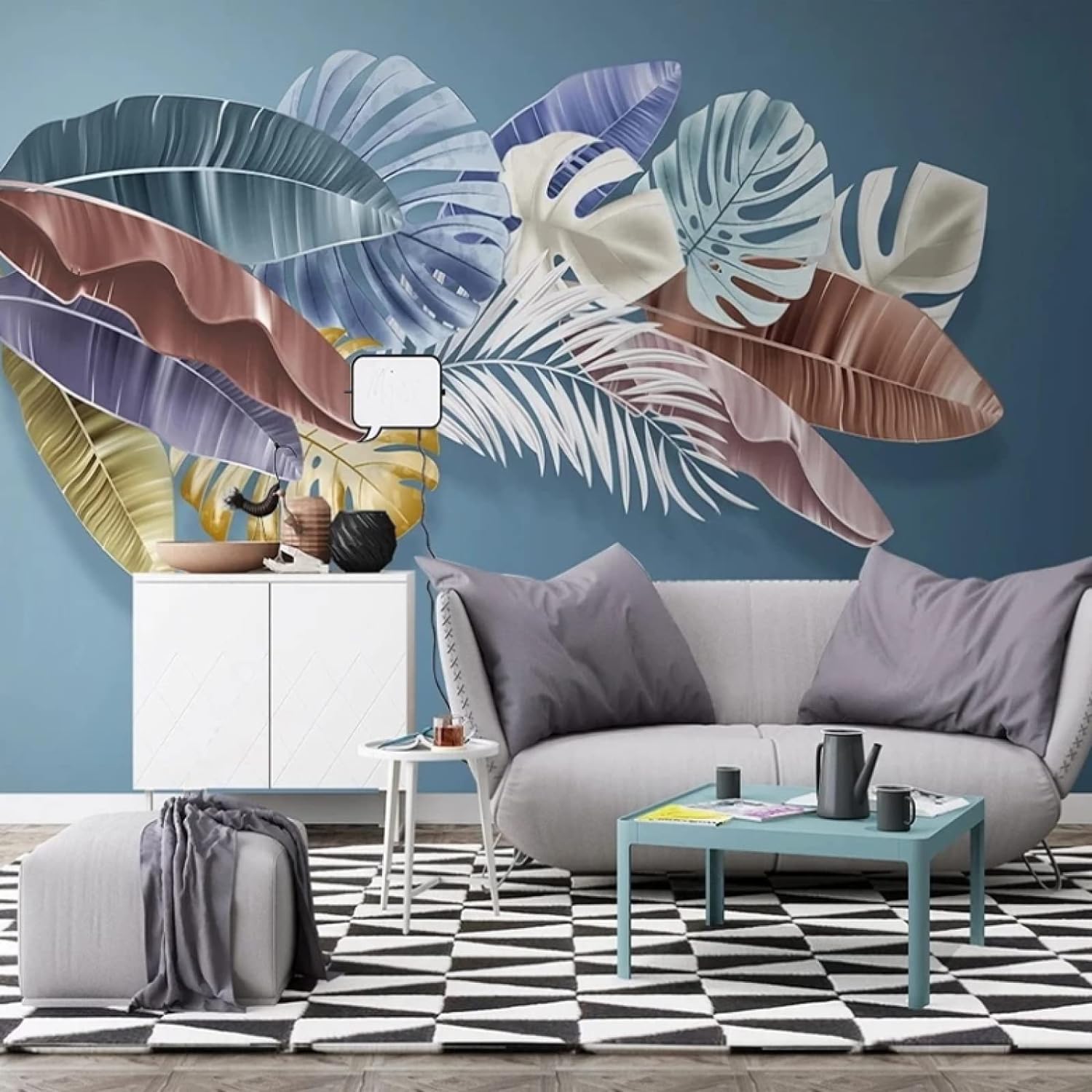 Papier Peint Photo 3D Fleurs Autocollant pour Rénover un Mur Sans Colle ni Travaux
