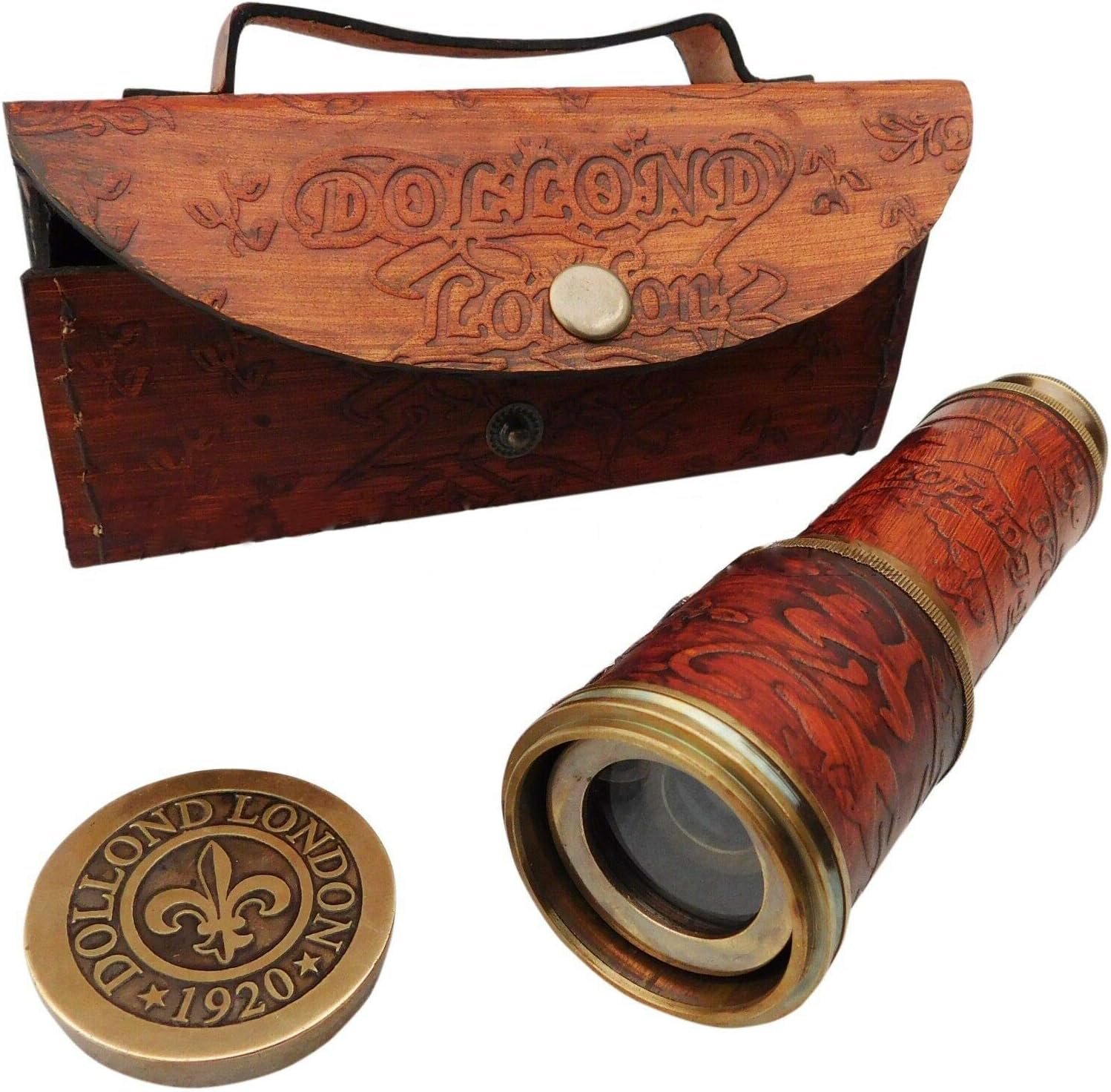 Vintage Brass Telescope with Leather Case, Handheld Spyglass for Exploration, Nautical Decor, Collectible Spyglass, Anniversary Communion, for Collectors