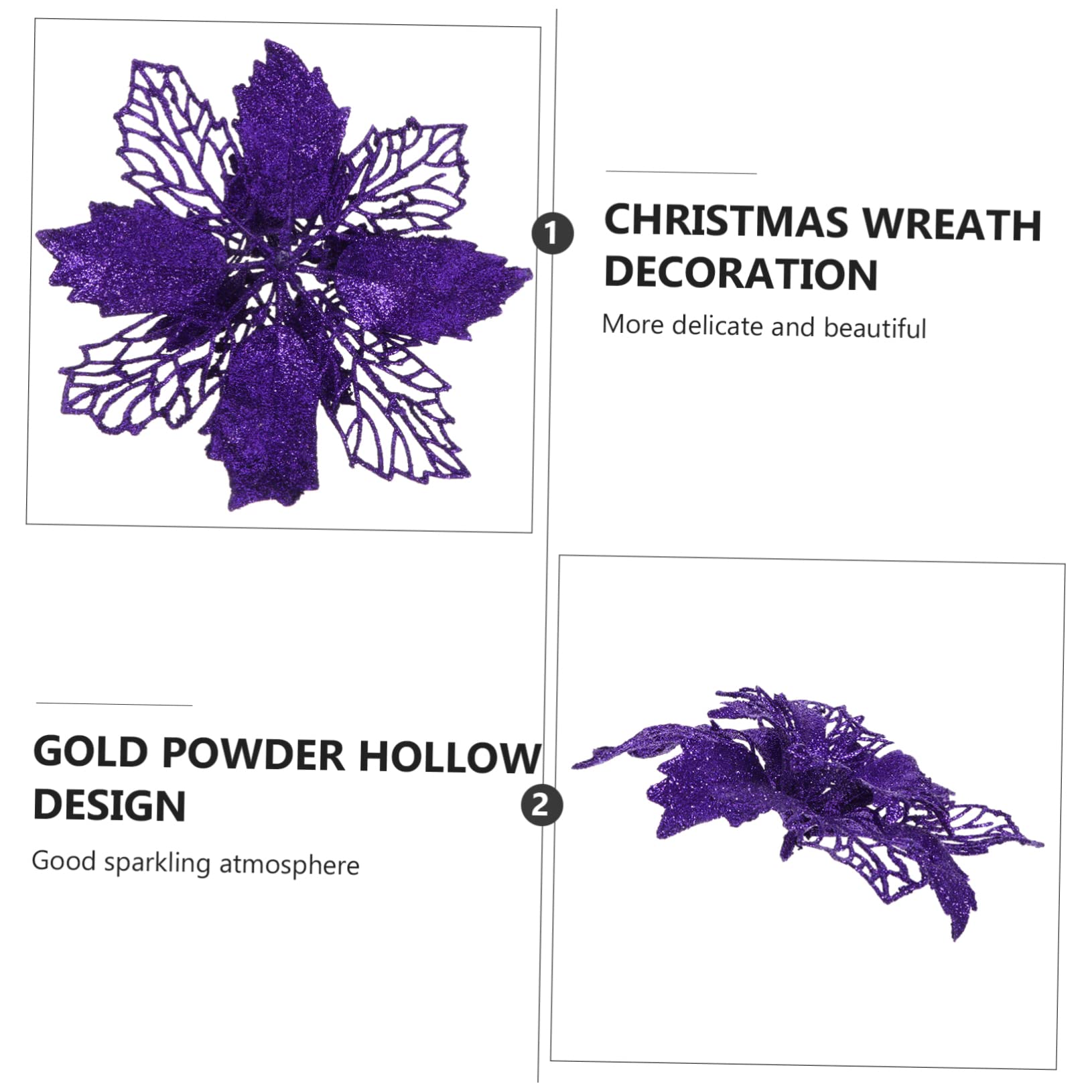 Abaodam 3juegos Adornos Navideños De Flores Artificiales De Poinsettia De Brillo Decoraciones para Árbol De Navidad y Guirnaldas Festivas