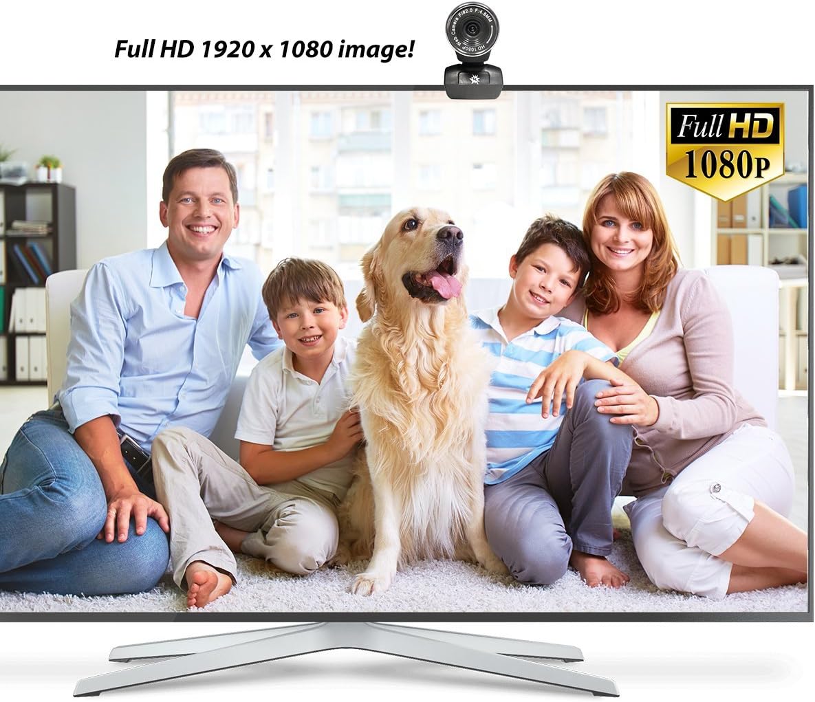 USB 2.0 HD Pro Widescreen Video Full 1080p Webcam with Built in Microphone and Flex Stand for Windows PC, Laptops and Apple OS X