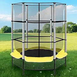 Trampolim para crianças, trampolim com rede de proteção1,4 * 1,5 M, presente divertido para crianças, suporte de carga 100 kg