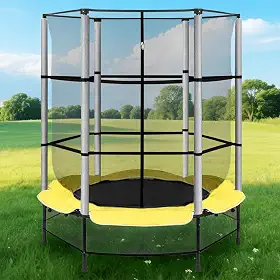 Trampolim para crianças, trampolim com rede de proteção1,4 * 1,5 M, presente divertido para crianças, suporte de carga 100 kg